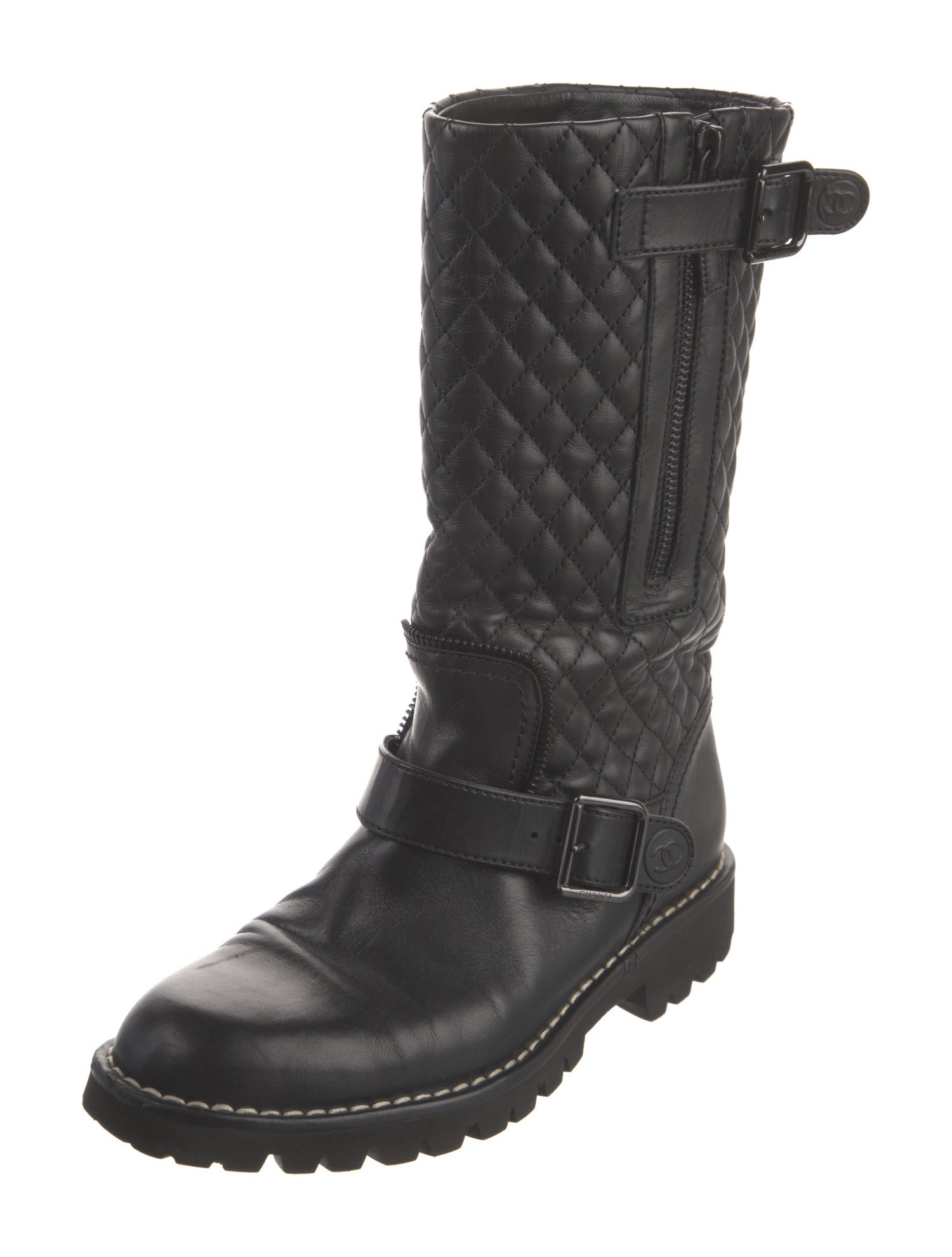 Chanel Interlocking CC Logo Leather Boots